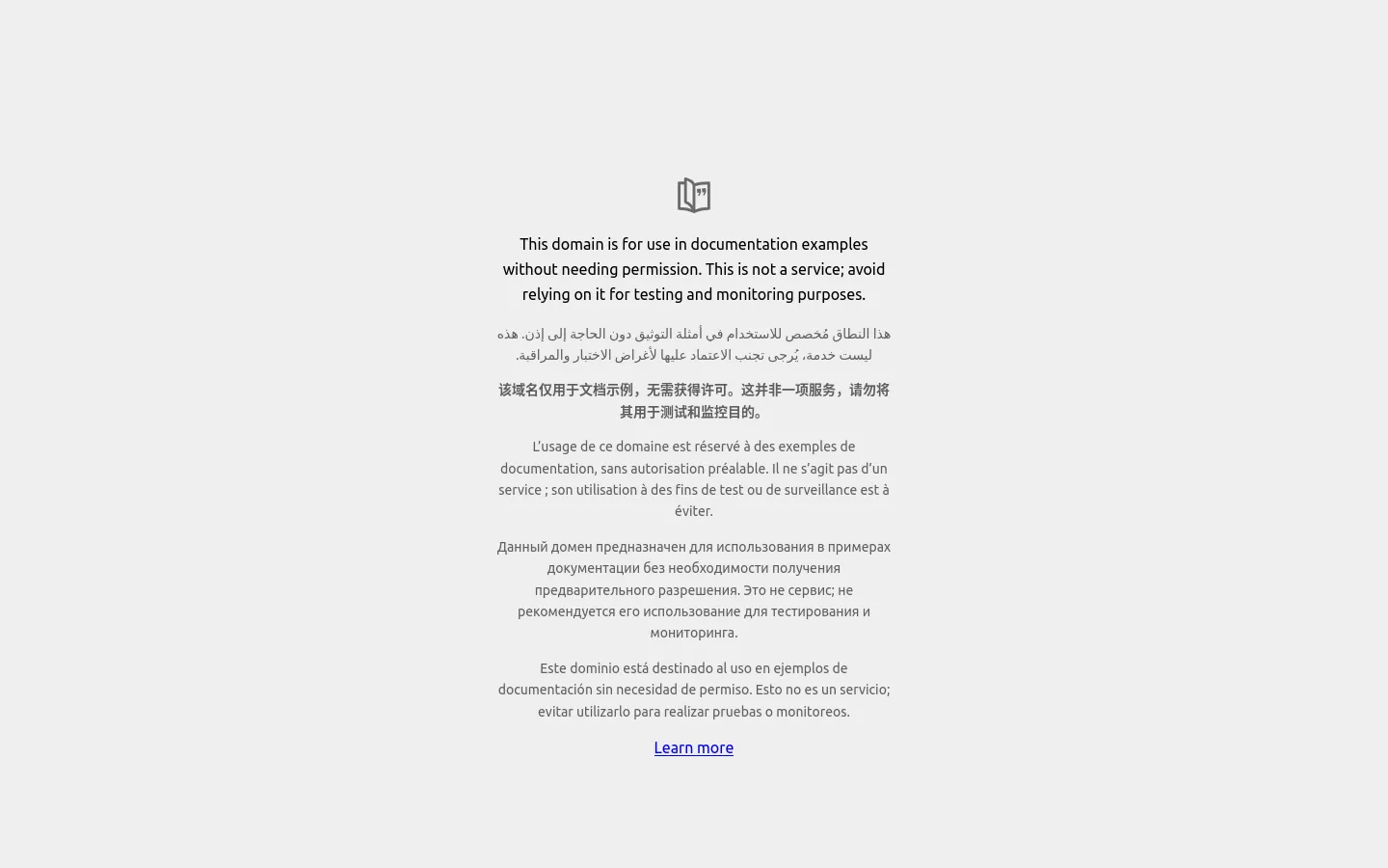 The image the one-line call returned: the example.com page at the default 1440 by 900 viewport